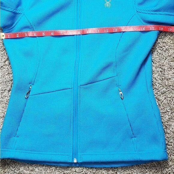 Spyder Teal Blue Ribbed Full Zip Jacket - Picture 4 of 8